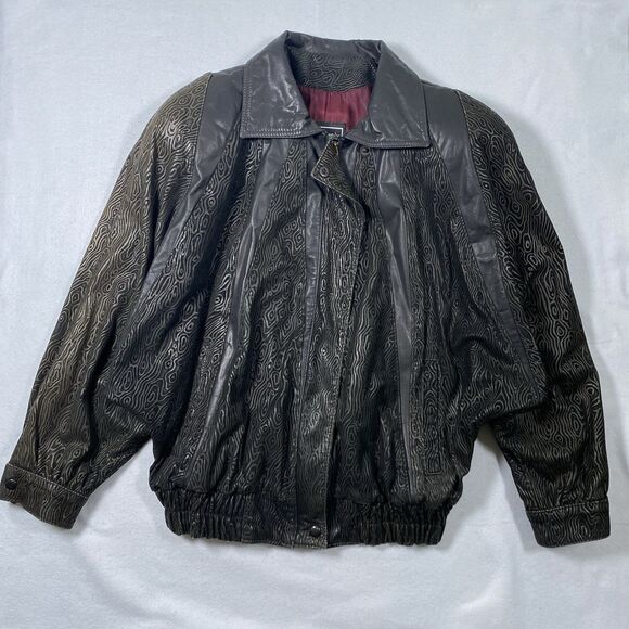 Vintage Gino Di Giorgio by Comint Womens Large Leather Bomber Jacket 80s 90s Zip - Picture 2 of 16